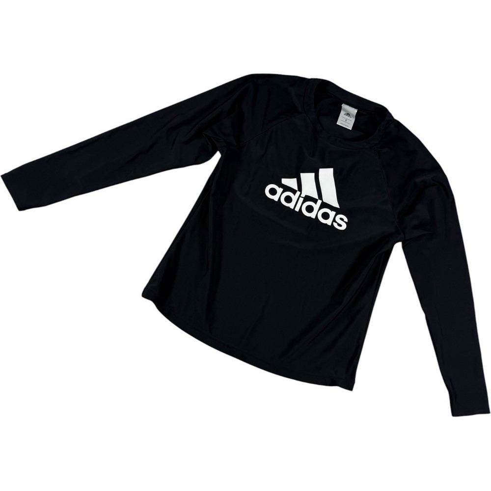 Adidas Long Sleeve Logo Rash Guard Shirt Black Size Small